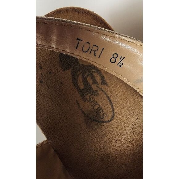 GC Shoes Tori Rhinestone Strap Wedge Sandals, Open Toe Elastic Slingback 8.5 - Picture 9 of 11